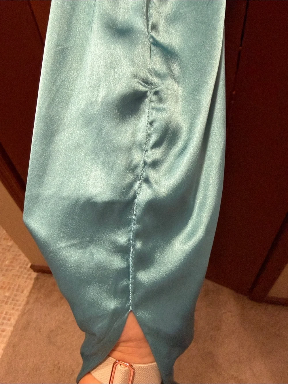 Women’s Blue Silk Spaghetti-Strap Maxi Dress